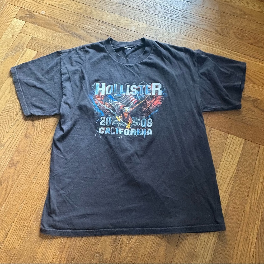 Vintage Hollister 2008 California Eagle Graphic‎ T-Shirt Black Double-Sided XL